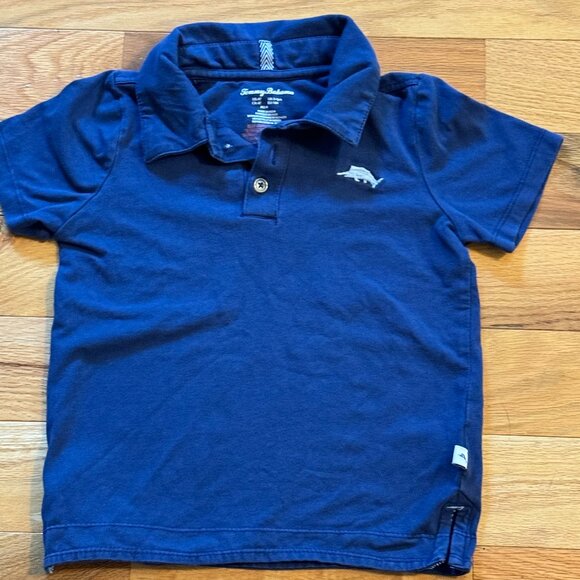 Tommy Bahama Toddler Boy's Navy Blue Short Sleeve Collared Polo Shirt Size  4T - Picture 1 of 5